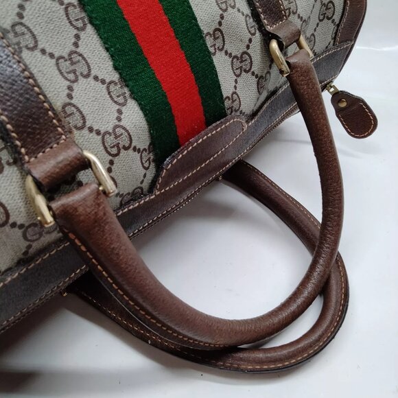 Vintage Gucci Handbag Sherry Line Brown PVC 3954966 - Picture 3 of 11